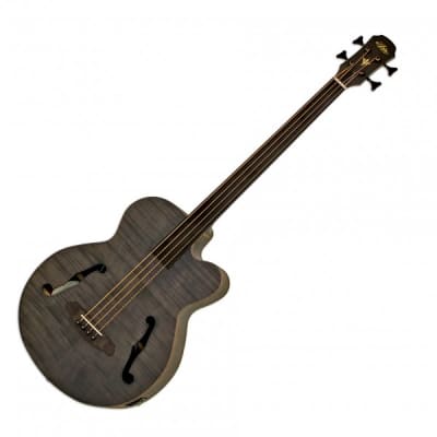 ARIA FEB-F2/FL-STBK  – FULL SCALE FRETLESS ACOUSTIC ELECTRIC BASS GUITAR STAINED BLACK WITH BAG image 1