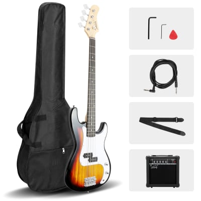 Glarry GP Electric Bass Guitar Sunset w/ 20W Amplifier image 1