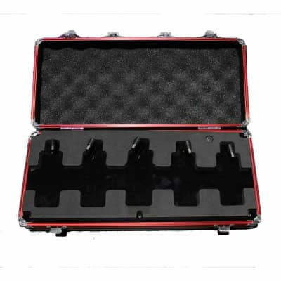 Harvester Red Brushed Aluminum FX Pedal Carrying Case holds 5 Mini FX Great Quality Built Tough image 2