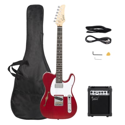 （Accept Offers）Glarry GTL Semi-Hollow Electric Guitar F Hole HS Pickups w/20W Amplifier Red image 1