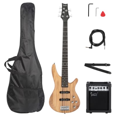 Glarry GIB 5 String Electric Bass Guitar SS Pick-up w/20W Amplifier Burlywood for sale