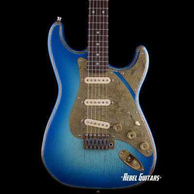 Paoletti Guitars Stratospheric Loft SSS in Ocean Fade with Brass Pickguard & Strat Pickups for sale