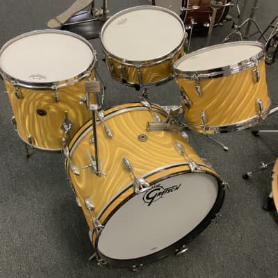 Gretsch 12/14/20/5.5 Progressive Jazz 60s drum set gold satin flame. MINT! image 4