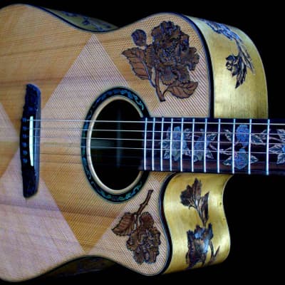Blueberry Handmade Acoustic Guitar Dreadnought Floral Motif built to Order image 12