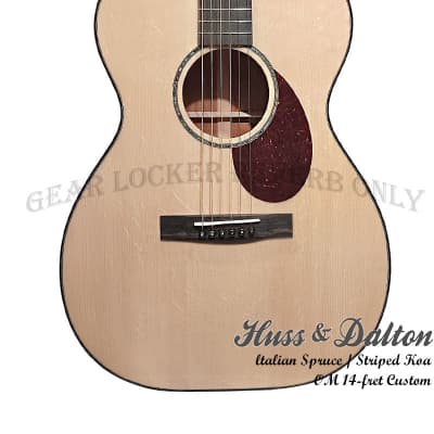 Huss & Dalton OM Custom Italian straight-gained Spruce & Striped Koa handcrafted 14-fret guitar 5822 image 2