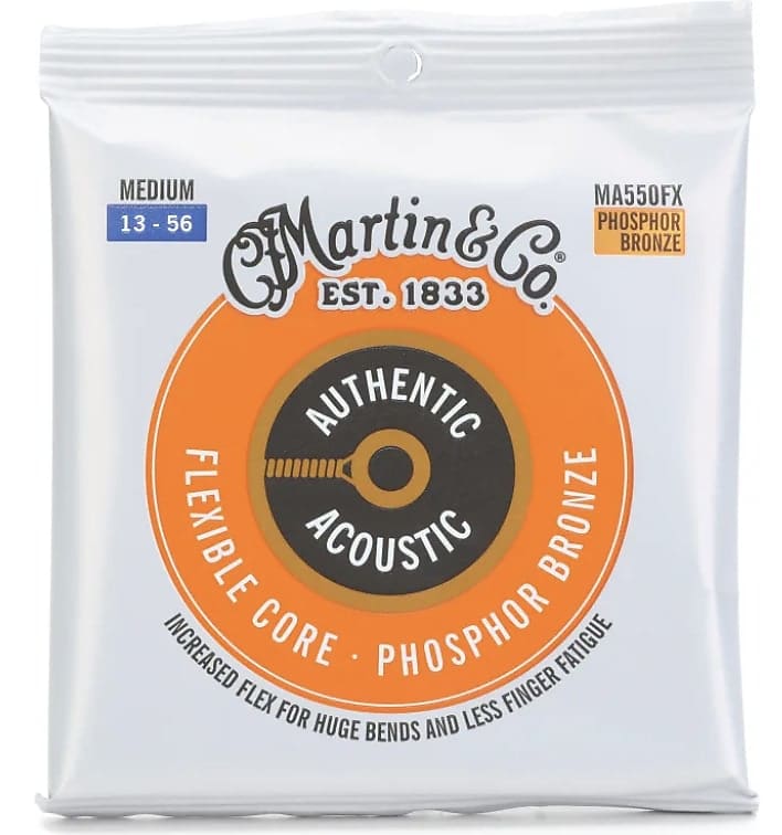 Martin MA550FX Authentic Flexible Core 92/8 Phosphor Bronze Acoustic Guitar Strings - .013-.056 Medium