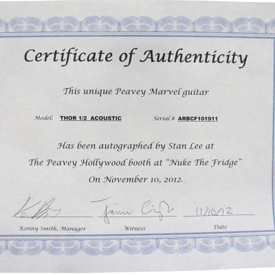 Peavey Marvel Avengers Thor Graphic 1/2 Size Acoustic Guitar Signed by Stan Lee with Certificate of Authenticity (Serial  ARBCF101911) image 4
