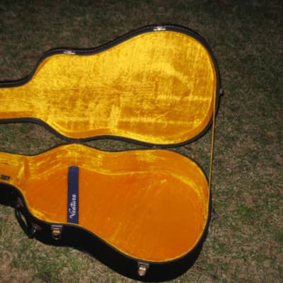 1970s Ventura Dreadnought HS Case for 6 or 12 string acoustic guitar (NO guitar) black ext/gold int image 10