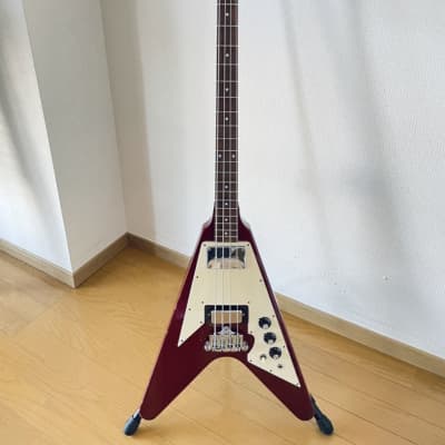 Greco Flying V bass Red & White with Hardcase | Reverb