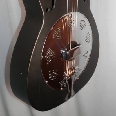 Regal Resonator Acoustic Guitar Matte Black Metal Body used image 5