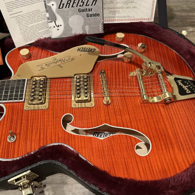 Gretsch G6620TFM Players Edition Nashville Center Block with Flame Maple Top 2017 - Present - Orange Stain image 1