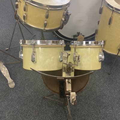 Slingerland Radio King 1948 WMP drum set 13/16/26/7x14, 6” and 8” bongos, cymbals, hardware, time capsule drum set image 5
