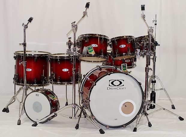 Drumcraft Series 8 Maple 7-pc Drumset in "Redburst" with Hardware -NEW image 1