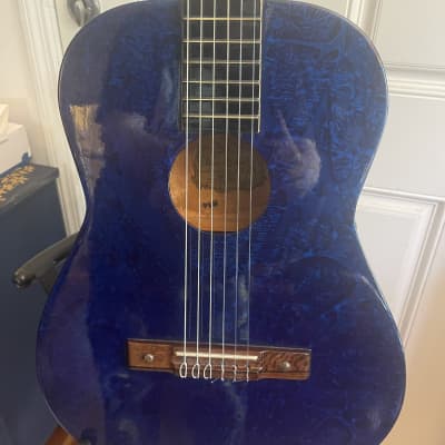 Hot-Rodded! Kay 7020 Classical Guitar 1960’s - USA - High-Gloss Sponge Pattern Refin - Royal Blue Nitro image 1