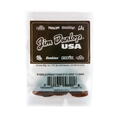 Dunlop 510R2.5 Primetone® Standard Picks GRIP Surface 12 Picks image 1