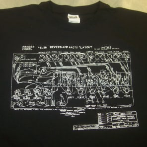Fender Twin Reverb AA270 70's Black Schematic T Shirt image 1