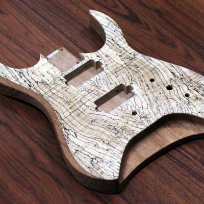 Halo MERUS 6-string Headless Guitar DIY Kit Mahogany Body Spalted Maple Cap Ziricote Neck image 1