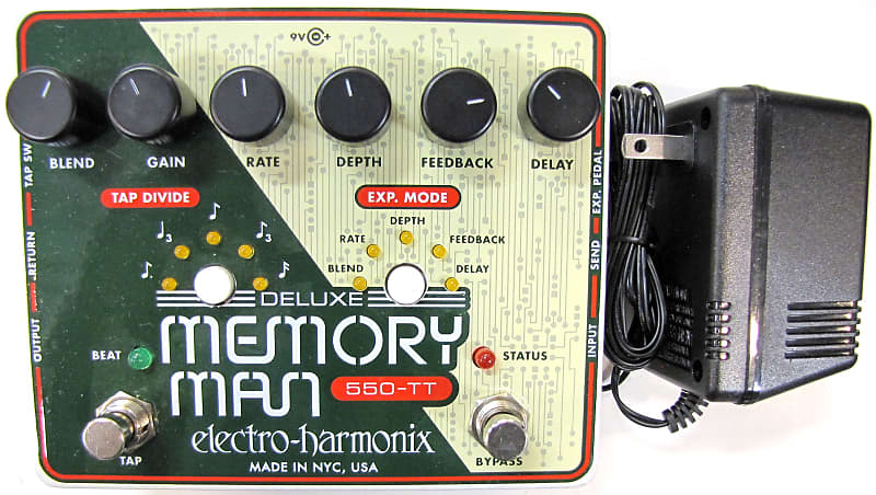 Used Electro-Harmonix EHX Deluxe Memory Man Tap Tempo 550 Analog Delay Pedal image 1