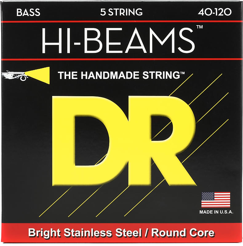 DR Strings LR5-40 Hi-Beam Stainless Steel Bass Guitar Strings - .040-.120 Light image 1