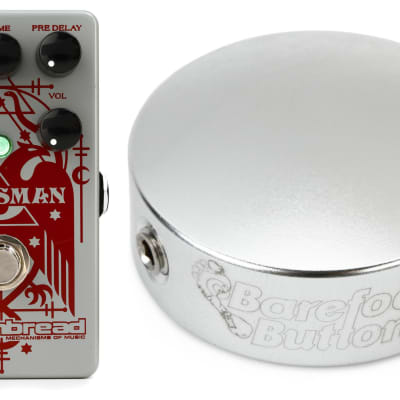 Catalinbread Talisman Plate Reverb Pedal  Bundle with Barefoot Buttons V1 Standard Footswitch Cap - Silver image 1