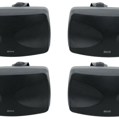 (4) Rockville WET-44 PRO Dual 4" 4-Way Swivel 70V Commercial Speakers in Black image 1