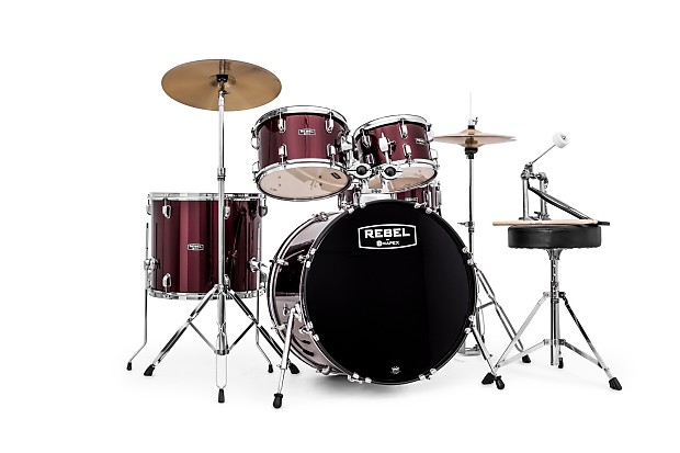 Mapex RB5044FTCDR Rebel 20x16" / 10x7" / 12x8" / 14x12" / 14x5" Complete 5pc Jazz Kit w/ Cymbals image 1