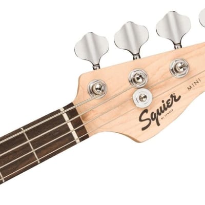 Squier by Fender Mini Precision Short Scale Bass Guitar with 2-Year Warranty, Laurel Fingerboard, Sealed Die-Cast Tuning Machines, and Split Single-Coil Pickup, Maple Neck, Black image 5