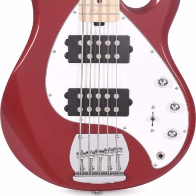 Sterling RAY5HH StingRay5 HH 5-String Bass Guitar, Candy Apple Red image 1