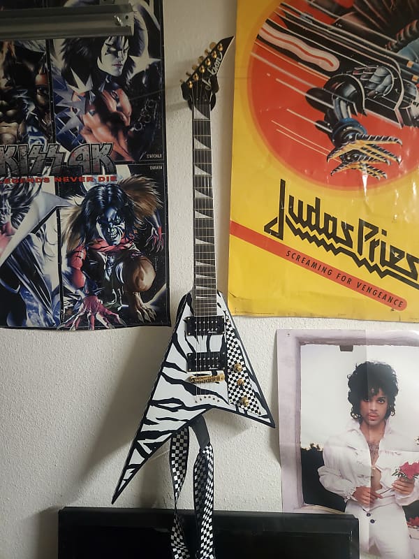 Jackson JS Series FSR JS32T Rhoads with Amaranth Fretboard 2019 - Custom White Tiger Checkerboard paint job image 1