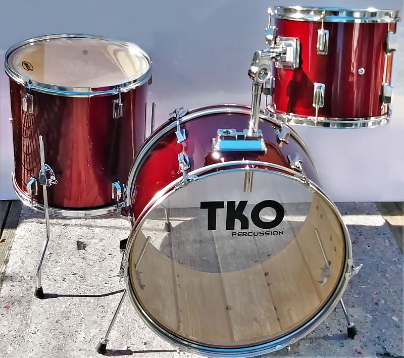 TKO 12"/16"/22" 3 piece Drum Set Custom Burgundy/Red ReWrap Reverb