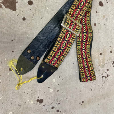 Vintage Ace Style Guitar Strap Woven Red, Yellow, and Black Circa 1960's 1970's image 15