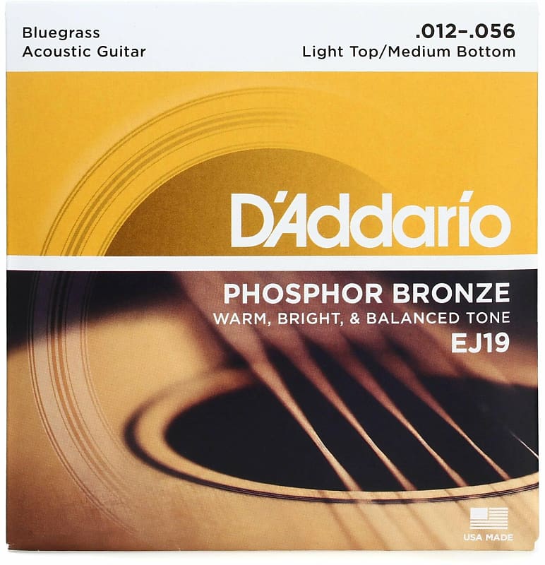 D'Addario EJ19  Guitar Strings -Phosphor Bronze - Bluegrass - Light top Medium Bottom image 1