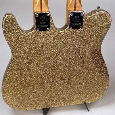 Bell & Hern Double Neck Telecaster Jazzmaster 2021 Gold Sparkle  w/HSC Surf City to Nashville image 4