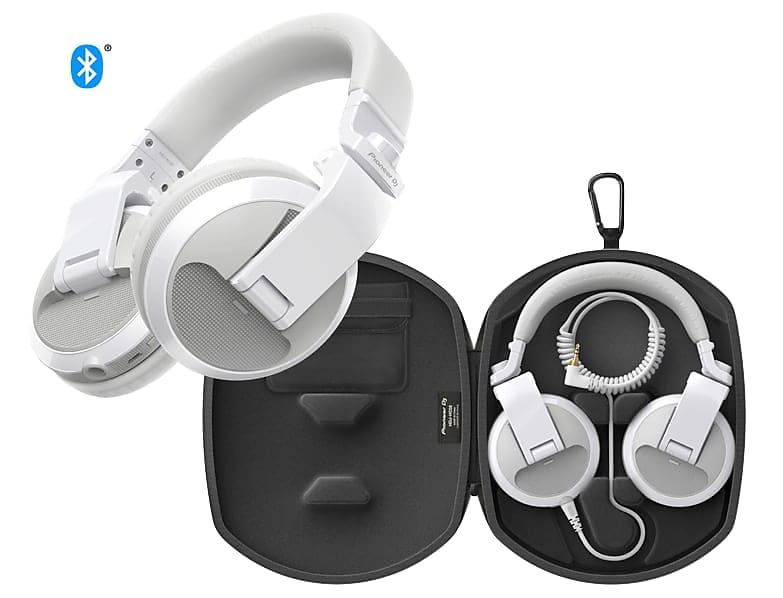 Pioneer HDJ-X5BT-W White DJ Headphones with HDJ-HC02 Case | Reverb