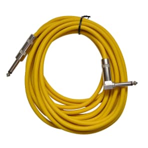 4 Pack of Yellow 20 Foot Right Angle to Straight Guitar Instrument Cables image 2