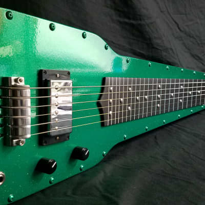 Fouke Industrial Guitars Custom 2024 - metallic green aluminum lap steel guitar for sale