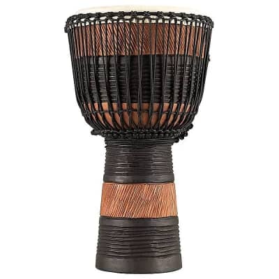Meinl ADJ3-L+Bag 12" Original African Style Rope Tuned Brown & Black Wood Djembe w/ Gig Bag image 2