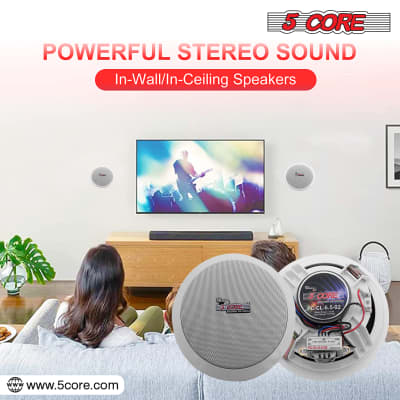 5 Core Ceiling Speakers 6.5 Inch White in Wall Mounted Speaker 6 Pieces 2 Way 20W Rated Power 88dB Sensitivity for Indoor Outdoor Whole Home Theater Surround Sound System  CL 6.5-12 2W 6PCS image 14