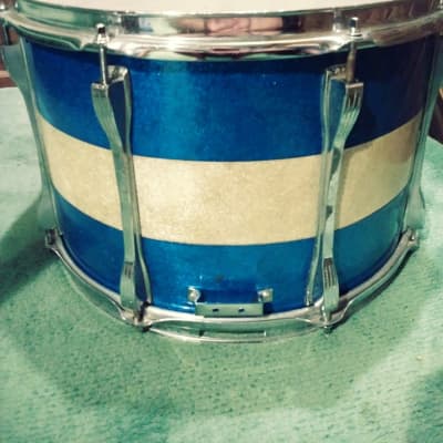 Vintage Ludwig 15x10 Marching Snare Drum 60's/70's Blue And Gold Sparkle image 3