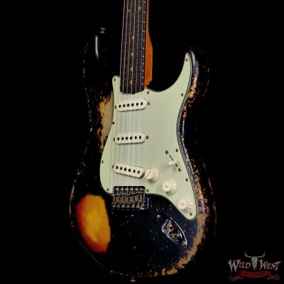 Fender Custom Shop 1959 Stratocaster Dark AAA Rosewood Board Super Heavy Relic Black over 3 Tone Sunburst 7.35 LBS image 2