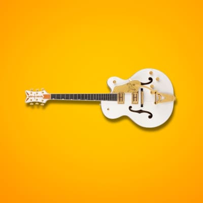 Gretsch G6136TG Players Ed Falcon Hollow Body 6-String Electric Guitar - Right-Handed (White) Bundle with Gretsch Jim Dandy Parlor Acoustic Guitar (Frontier Satin) image 6