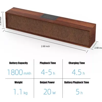 SMALODY 8080 BT Vintage Wood Speaker Wireless Compact, New, Sale Price 2022 image 3