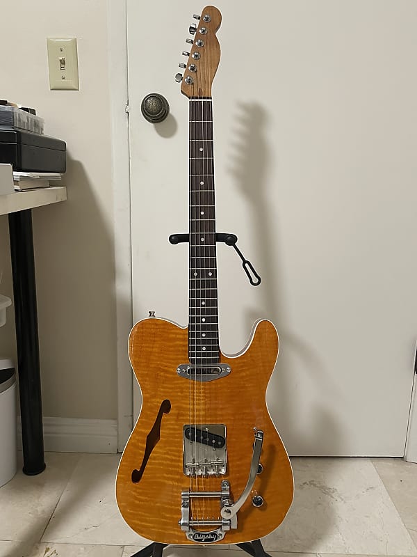 Double Bound Custom Telecaster Thinline with Amber Quilted | Reverb