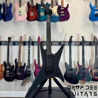 Jackson Custom Shop Warrior HS Electric Guitar w/ Case (1077)-Blackout image 2
