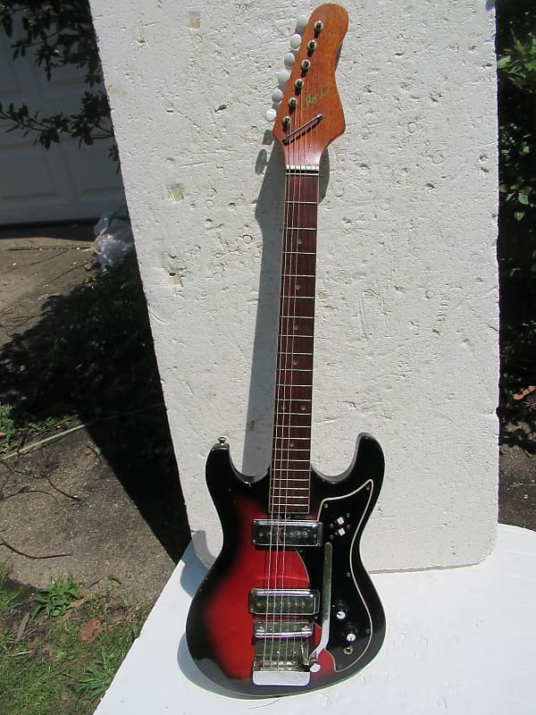 Hy-Lo Guitar,  1960's, Japan, Two Pickup, Redburst, Wang Bar, Very Cool image 1