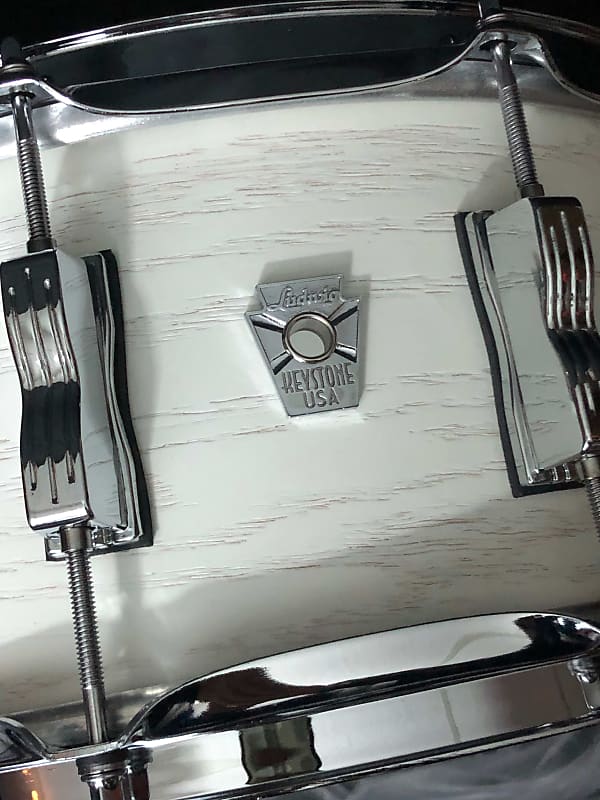 Ludwig 6.5" x 14" Keystone X  Oak/Maple 10 Lug Snare Drum Snow White imagen 1
