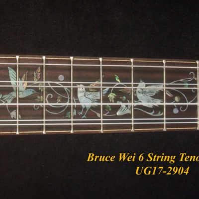 Bruce Wei Solid Bocote 6 String Tenor Ukulele, Humming Bird inlay UG17-2904 6S image 9