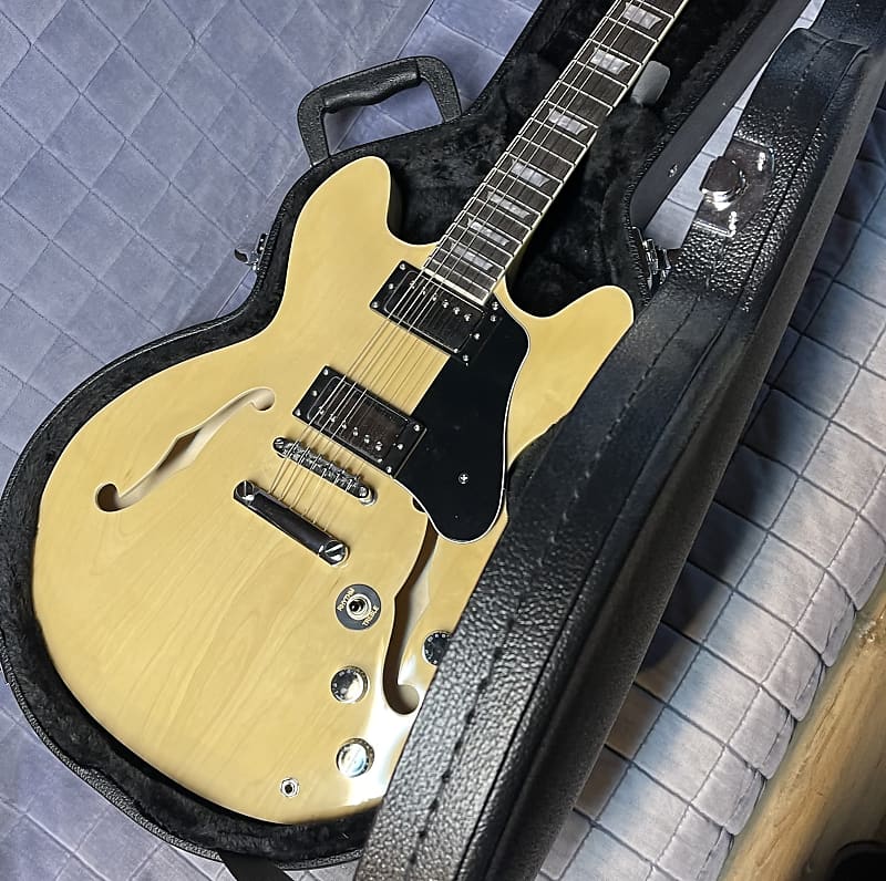 Firefly FF338 Semi Hollow Electric Guitar, natural, Alnico 5 Reverb