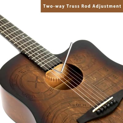 WINZZ AF-HE00LC  Cutaway Carved Design Acoustic Electric Guitar image 5