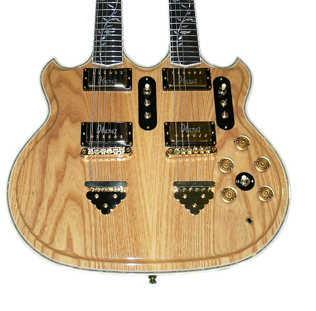 Ibanez 2670-NT Artwood Twin Doubleneck 6 and 12-String Guitar with Vine Fretboard Inlays Ash with Gold Hardware image 1